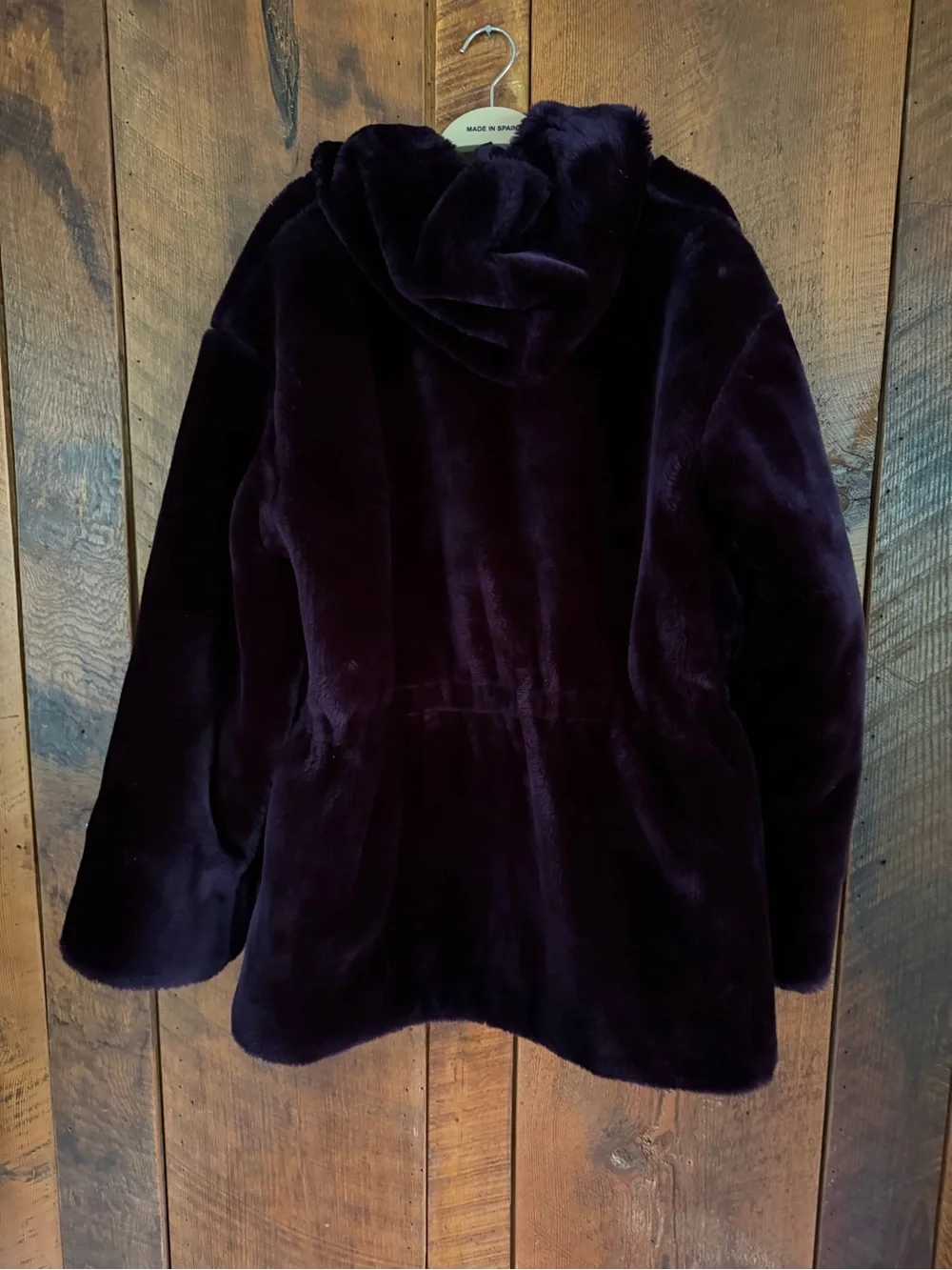 Vintage 90s Christie Brooks Purple Faux Fur Hooded Coat Jacket Girls L 14